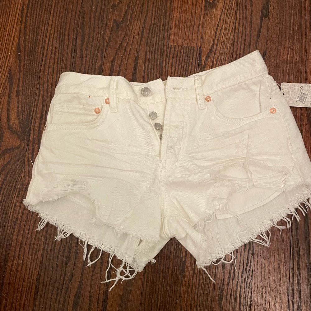 NWT Free people white jean shorts